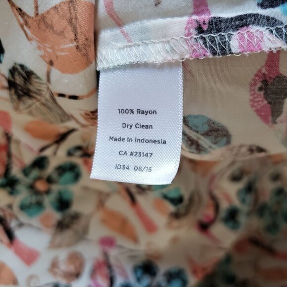 Talbots Floral Bird Button Front Tunic Top Roll Tab Sleeves Multi Size Womens 2X - Picture 11 of 11